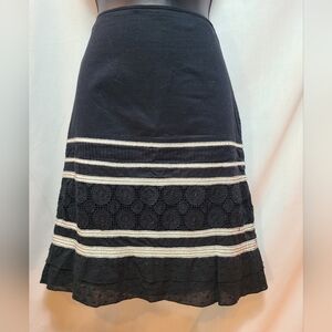 Laundry By Shelli Segal Black and Cream A-Line Skirt